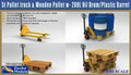Gecko Models GM35034 1/35 5t Pallet truck & Wooden Pallet w- 200L Oil Drum-Plastic Barrel Set - Hobby City NZ