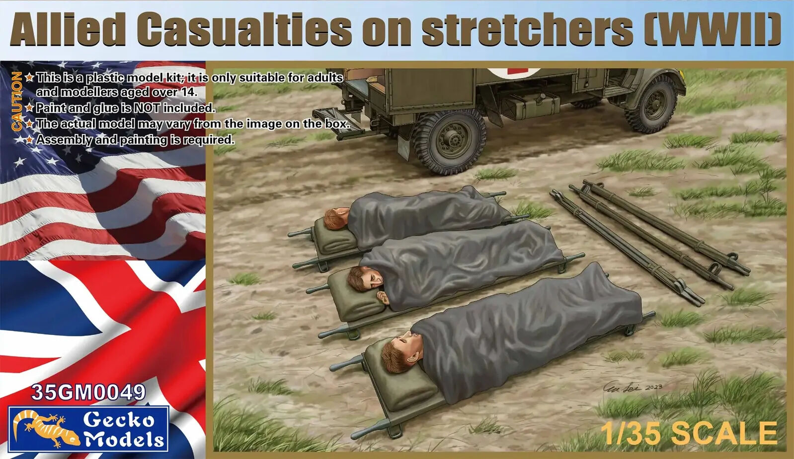 Gecko Models GM35049 1/35 Allied Casualties On Stretchers (WWII) - Hobby City NZ