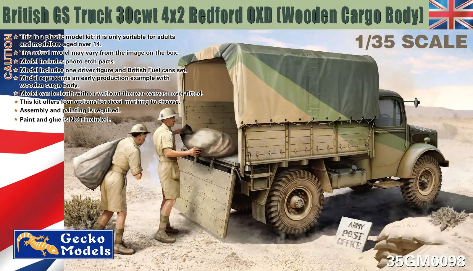 Gecko Models GM35098 1/35 British GS Truck 30cwt 4x2 Bedford OXD[Wooden Cargo Body] - Hobby City NZ