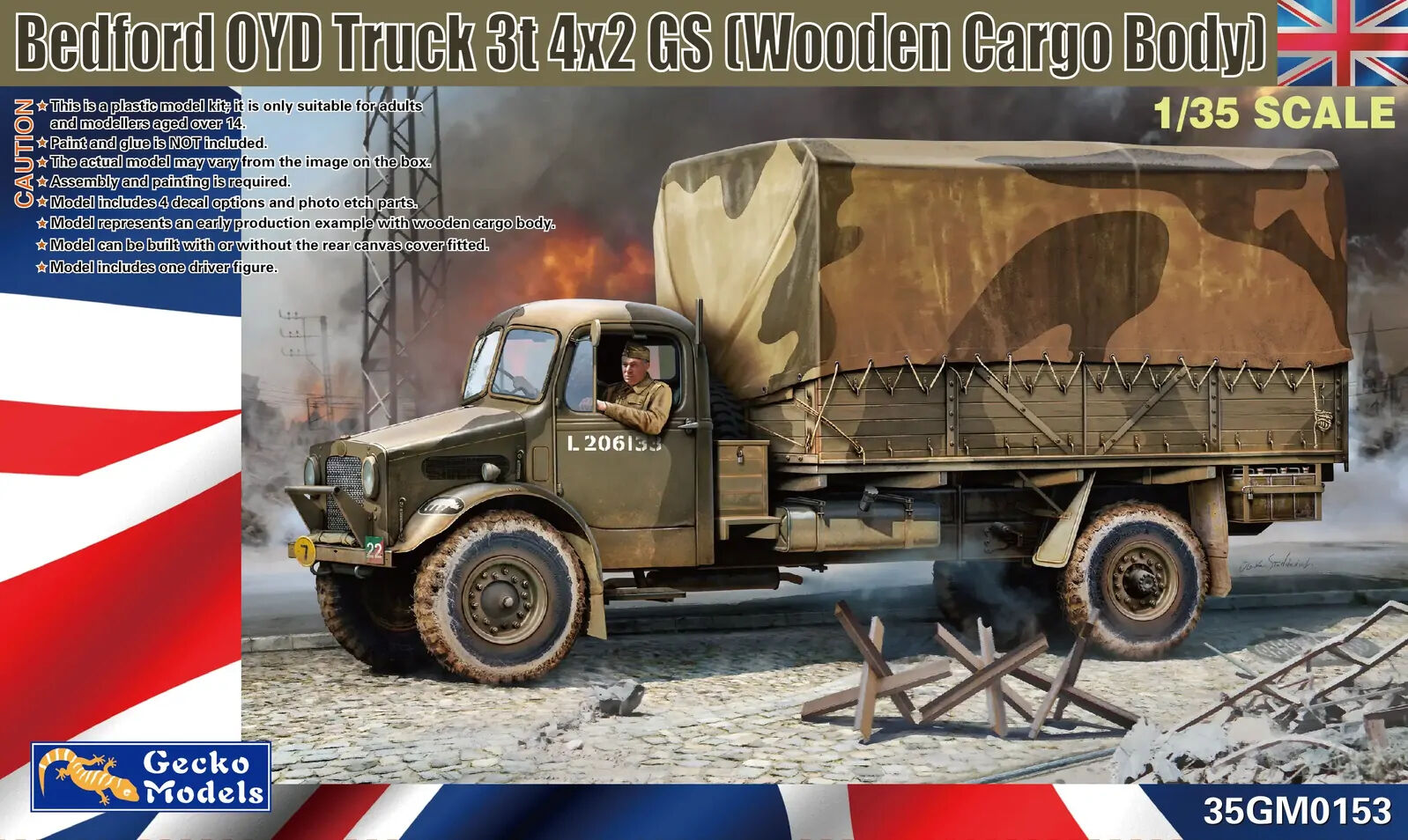 Gecko Models GM35153 1/35 Bedford OYD Truck 3t 4x2 GS (Wooden Cargo Body) - Hobby City NZ