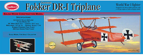 Guillows WW1 Fokker DR-1 Triplane Aircraft Kit 1/14 Scale (2)