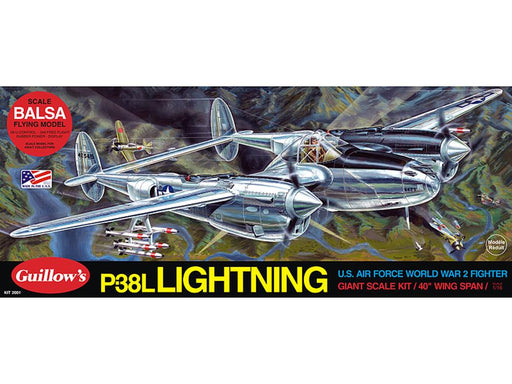 Guillows #2001 1/16 P-38L Lightning - Balsa Flying Kit - Hobby City NZ (7854881767661)