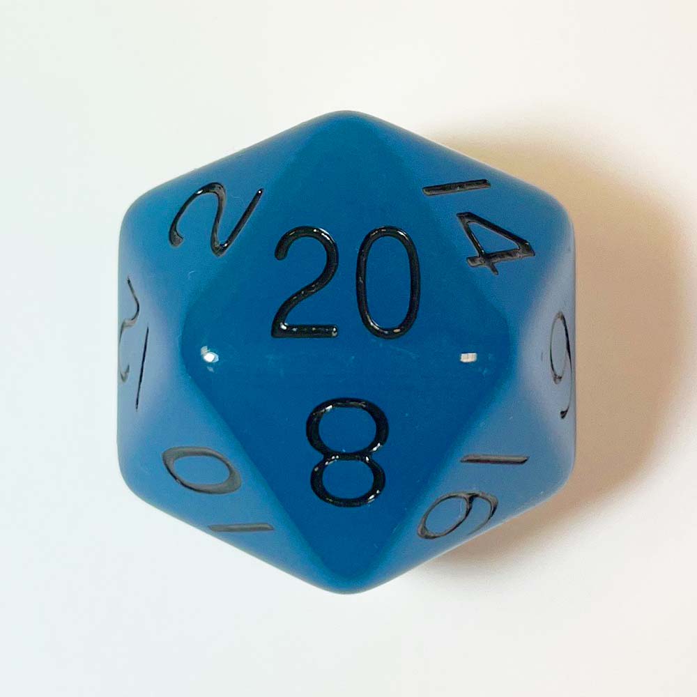 MDG Mega Acrylic d20: Glow Blue