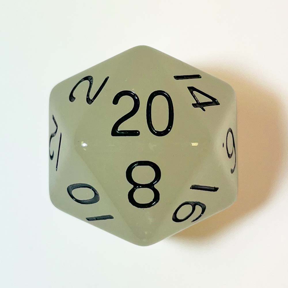 MDG Mega Acrylic d20: Glow Clear