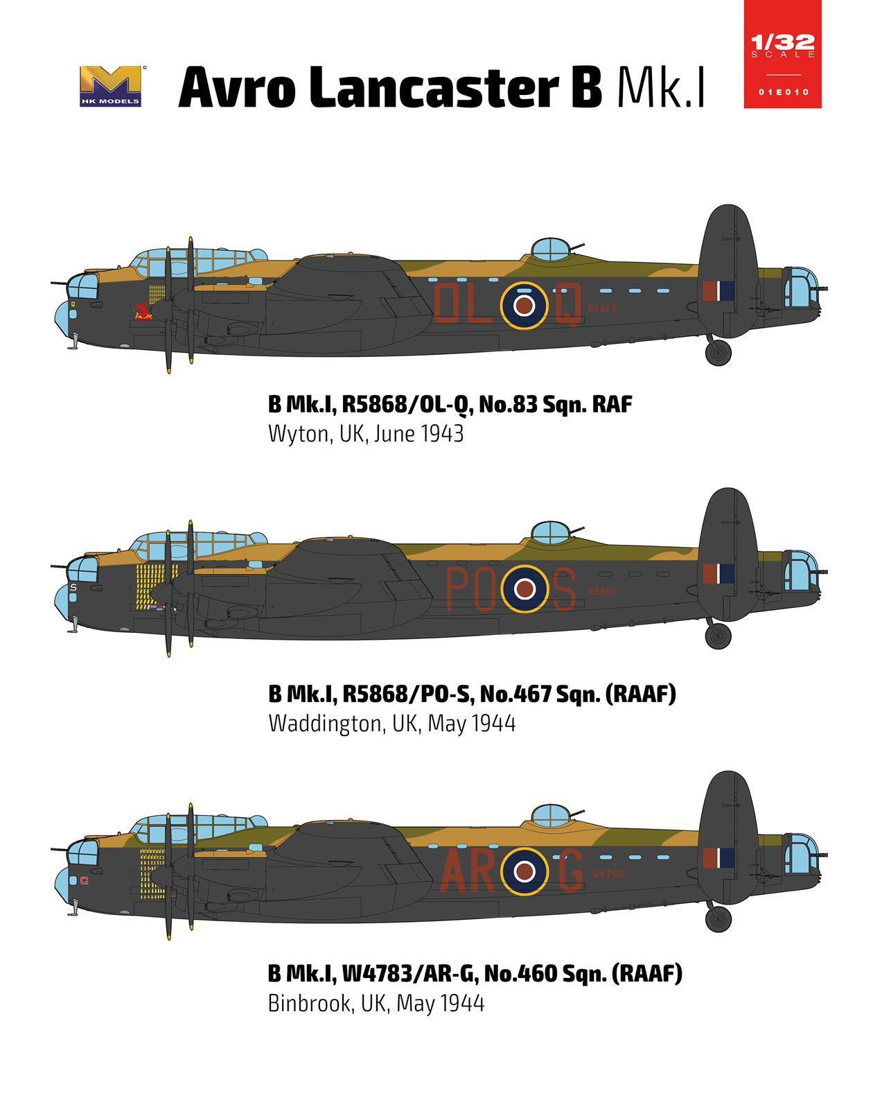 Hong Kong Models HKM01E010 Lancaster MK I/III Plastic Model Kit