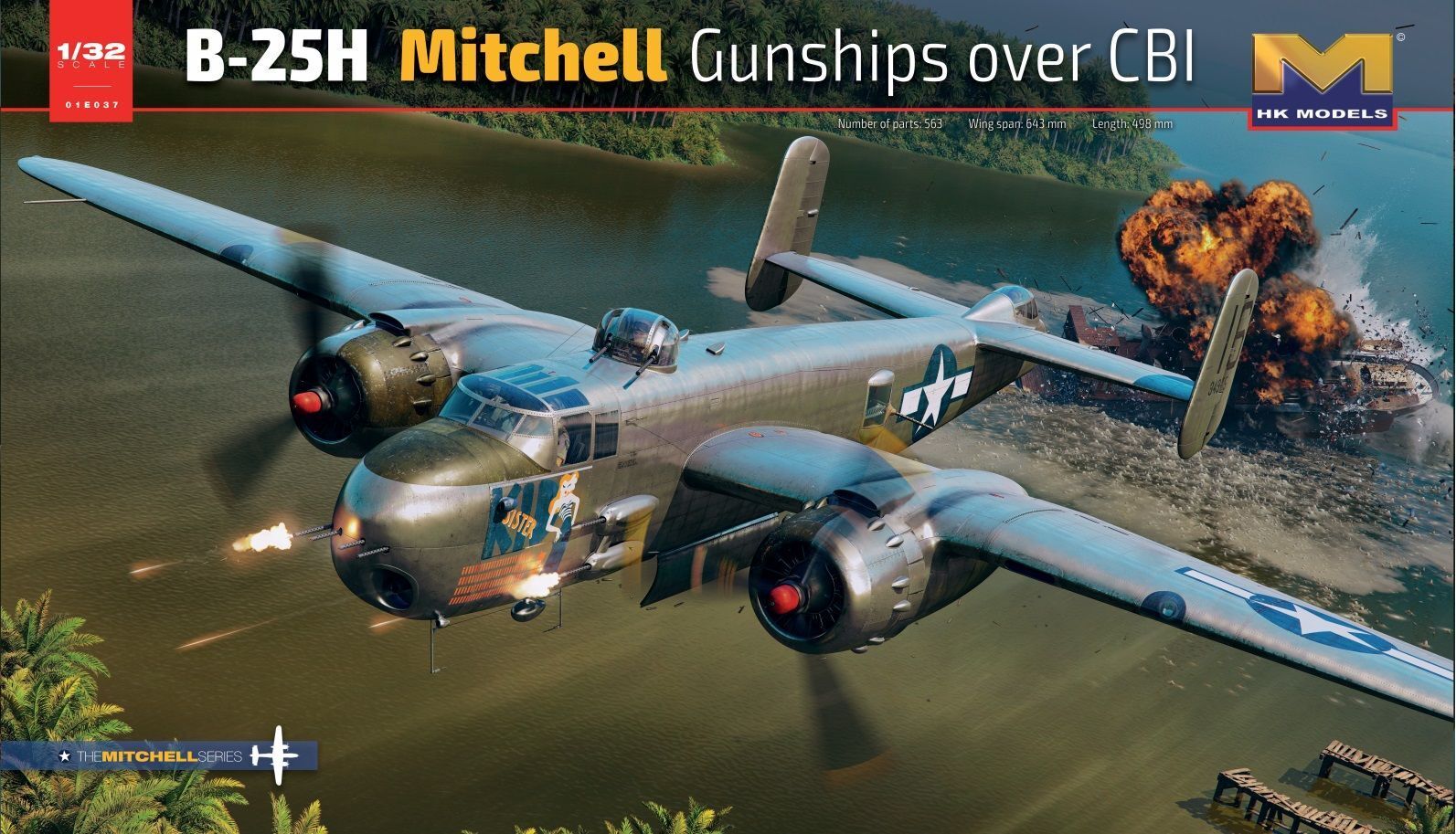 Hong Kong Models HKM01E037 B-25H Mitchell Gunships over CBI Plastic Model Kit
