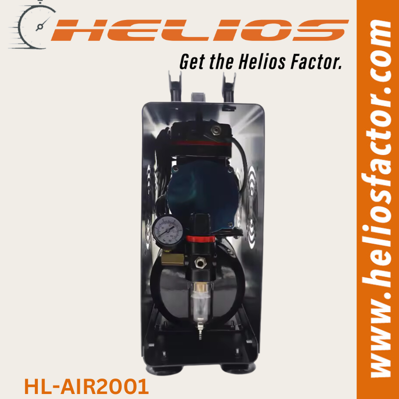 Helios - Airbrush Compressor Twin Cylinder with Tank and Cover