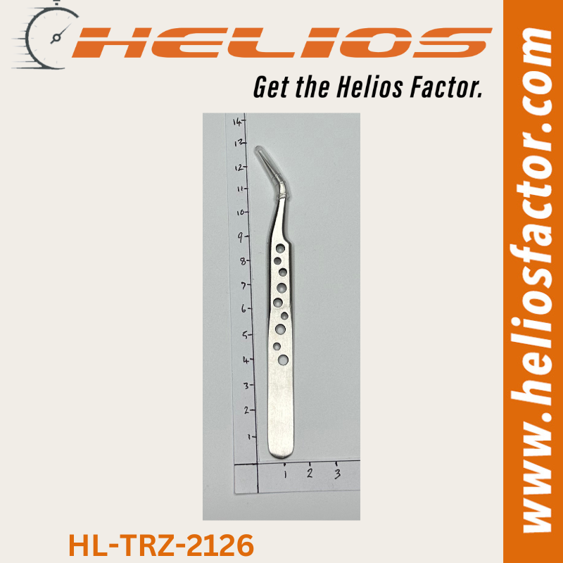 Helios - Hole Grip Stainless Steel Curved Tip Tweezers - Stainless Steel