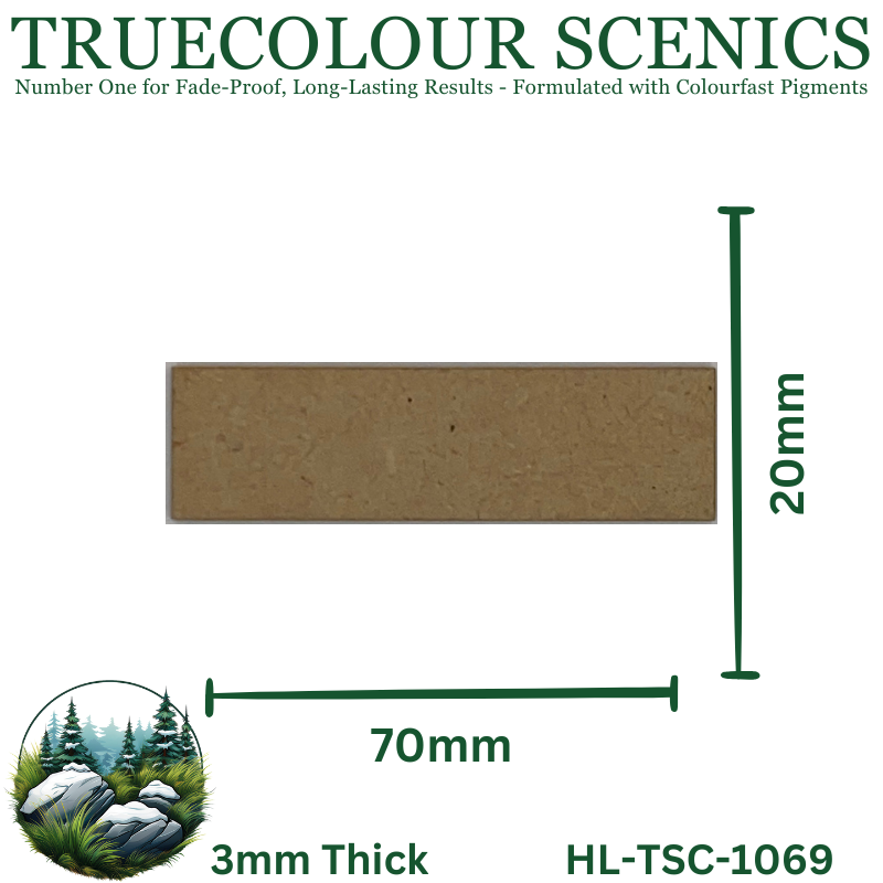 Truecolour Scenics Miniture Base (MDF) - Rectangle - 20mm(W) x 70mm(L) x 3mm(H) (8903773487341)