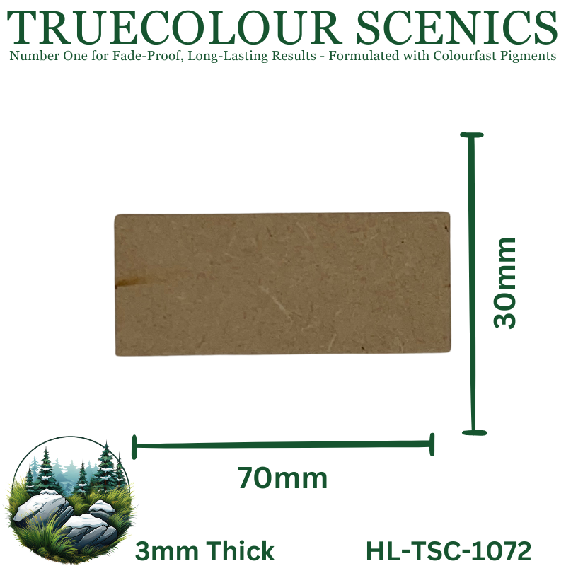 Truecolour Scenics Miniture Base (MDF) - Rectangle - 30mm(W) x 70mm(L) x 3mm(H)