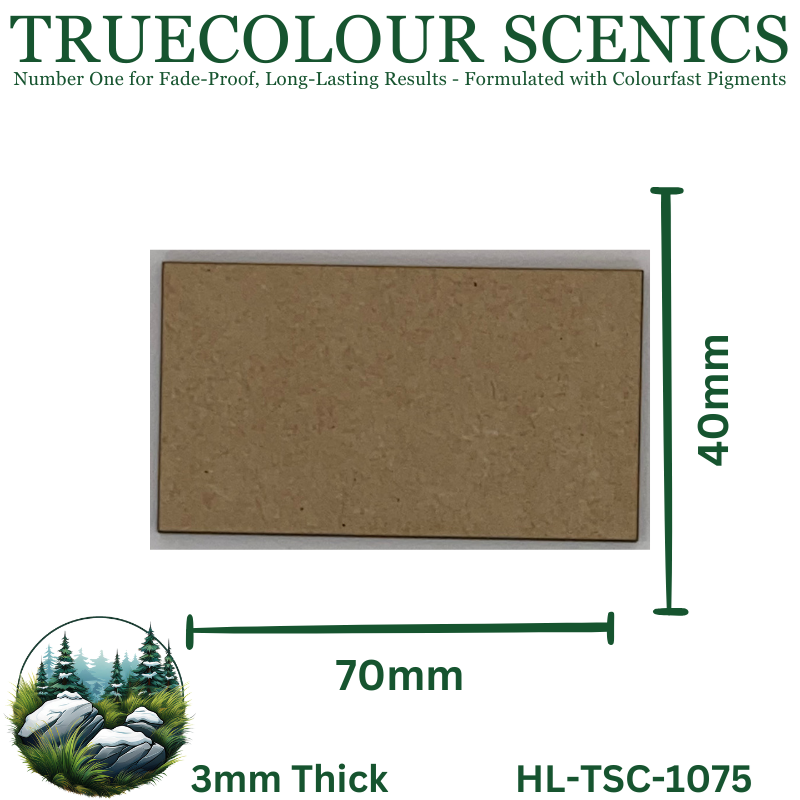 Truecolour Scenics Miniture Base (MDF) - Rectangle - 40mm(W) x 70mm(L) x 3mm(H)