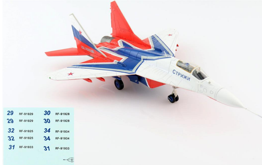 Hobby Master HA6511B 1/72 MiG-29 Fulcrum-A - Russian AF "Strizhi" Aerobatic Team (w/Number Decals)