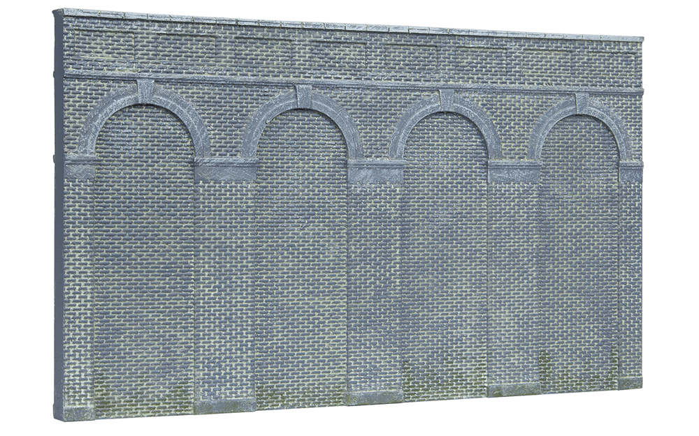 Hornby R7373 High Level Arched Retaining Walls x 2 (Engineers Blue Brick) (8195285418221)
