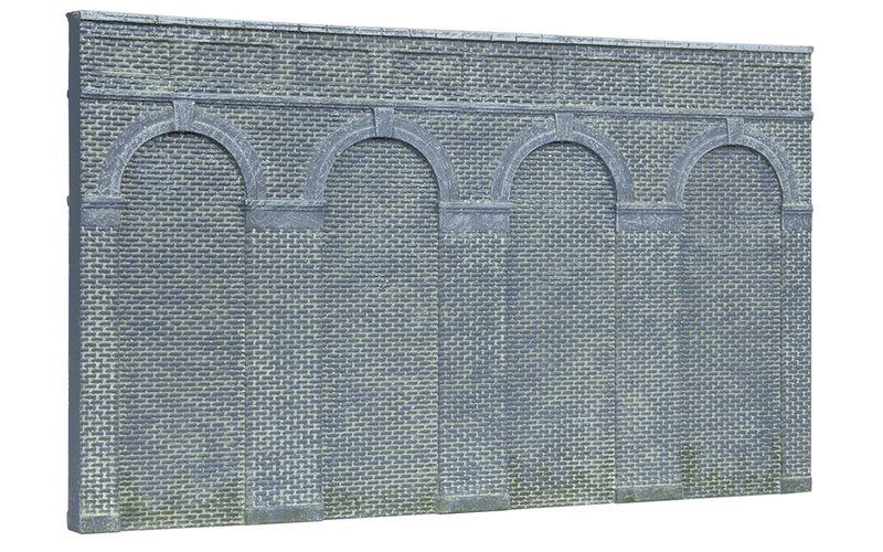 Hornby R7373 High Level Arched Retaining Walls x 2 (Engineers Blue Brick)