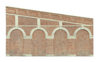 Hornby High Stepped Arched Retaining Walls x 2 (Red Brick) (2)