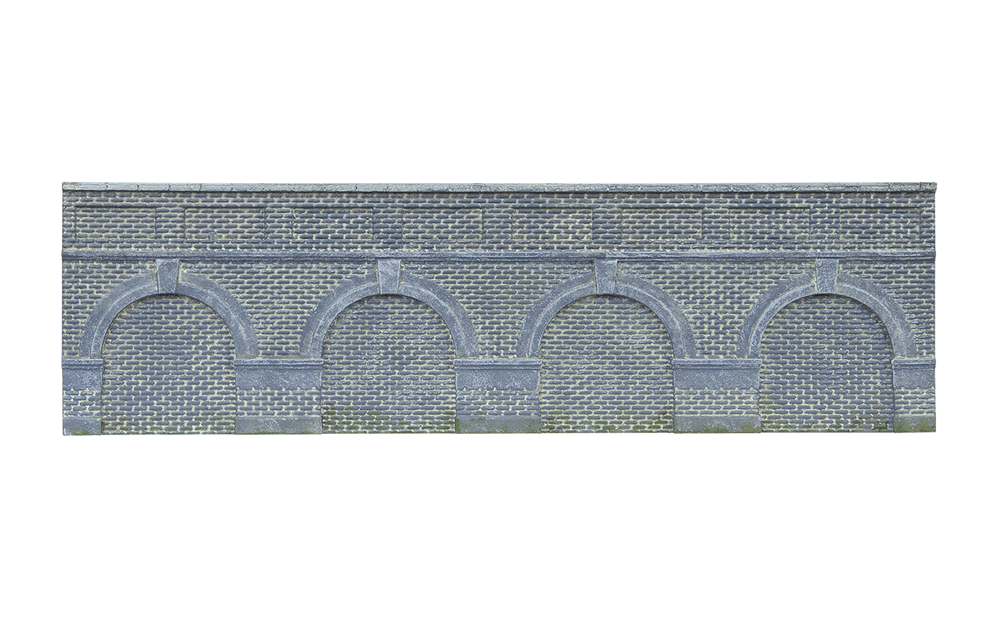 Hornby R7389 Low Level Arched Retaining Walls x2 (Engineers Blue Brick) (8195285680365)
