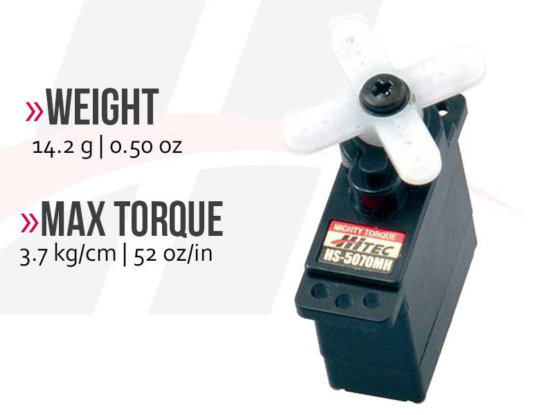 Hitec HS-5070MH Ultra Torque Metal Gear Feather Servo 3.7kg 0.12sec @7.4v 14.2g 23.6x11.6x28.1mm