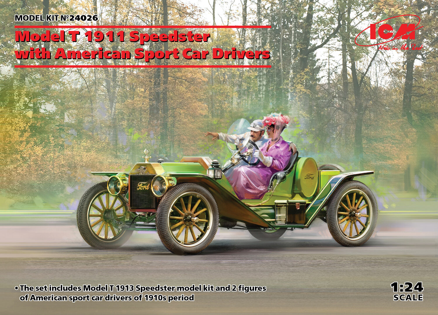 ICM 1/24 Model T 1913 Speedster with American Sport Car