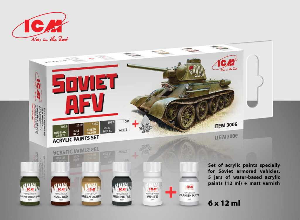 ICM Acrylic Paint Set: Soviet AFV - 6 Colours