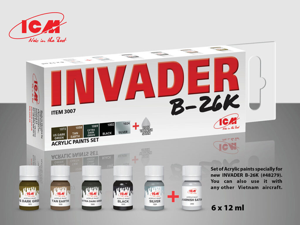 ICM Acrylic Paint Set: Invader B-26K and other Vietnam