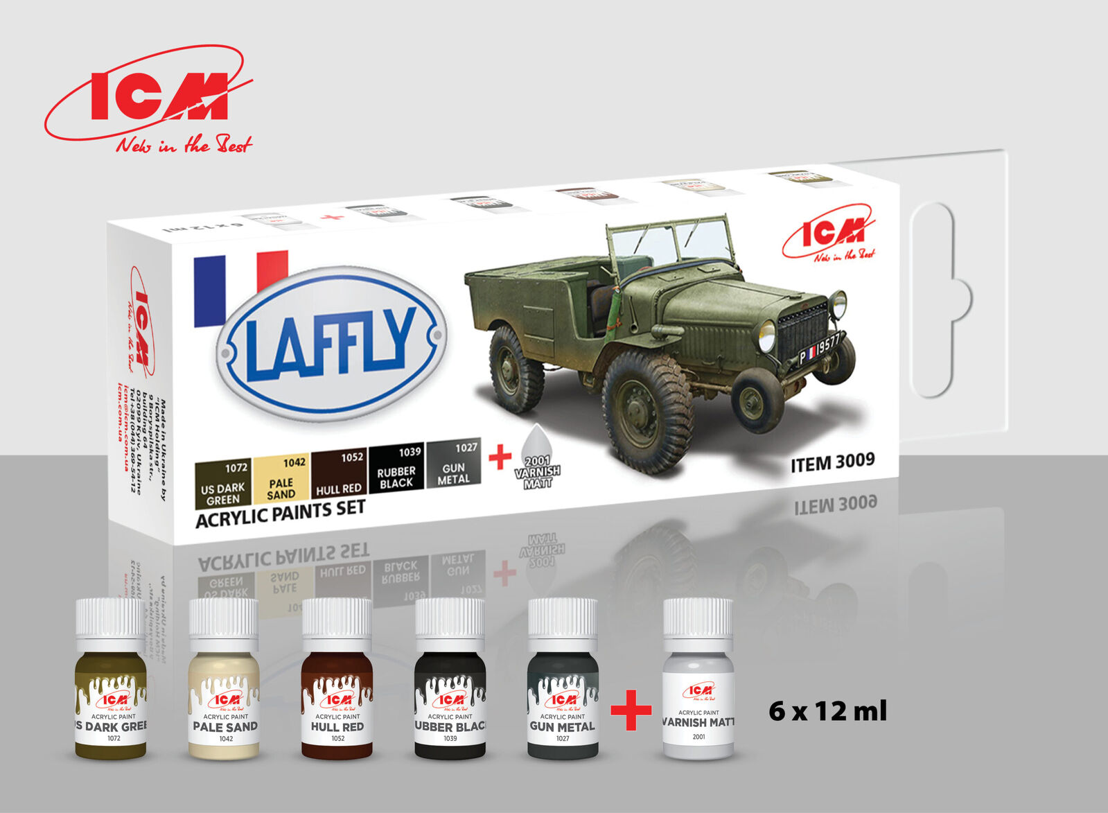 ICM Acrylic Paint Set: French vehicles - 6 Colours