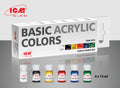 ICM Acrylic Paint Set: Basic acrylic colors - 6 Colours