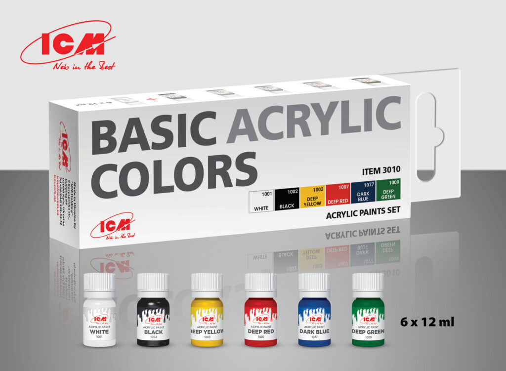 ICM Acrylic Paint Set: Basic acrylic colors - 6 Colours