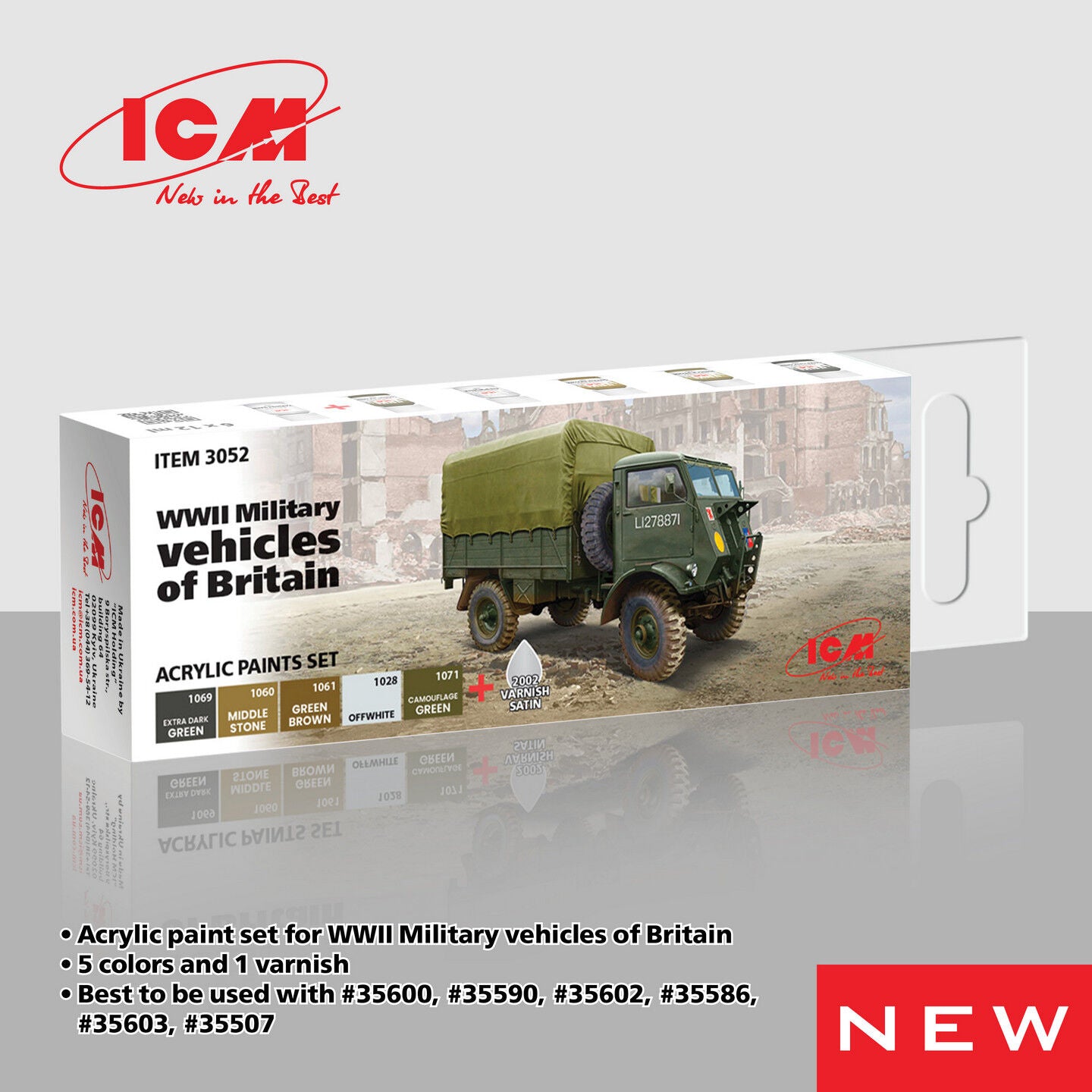 ICM Acrylic Paint Set: WWII Military vehicles of Britain - 6