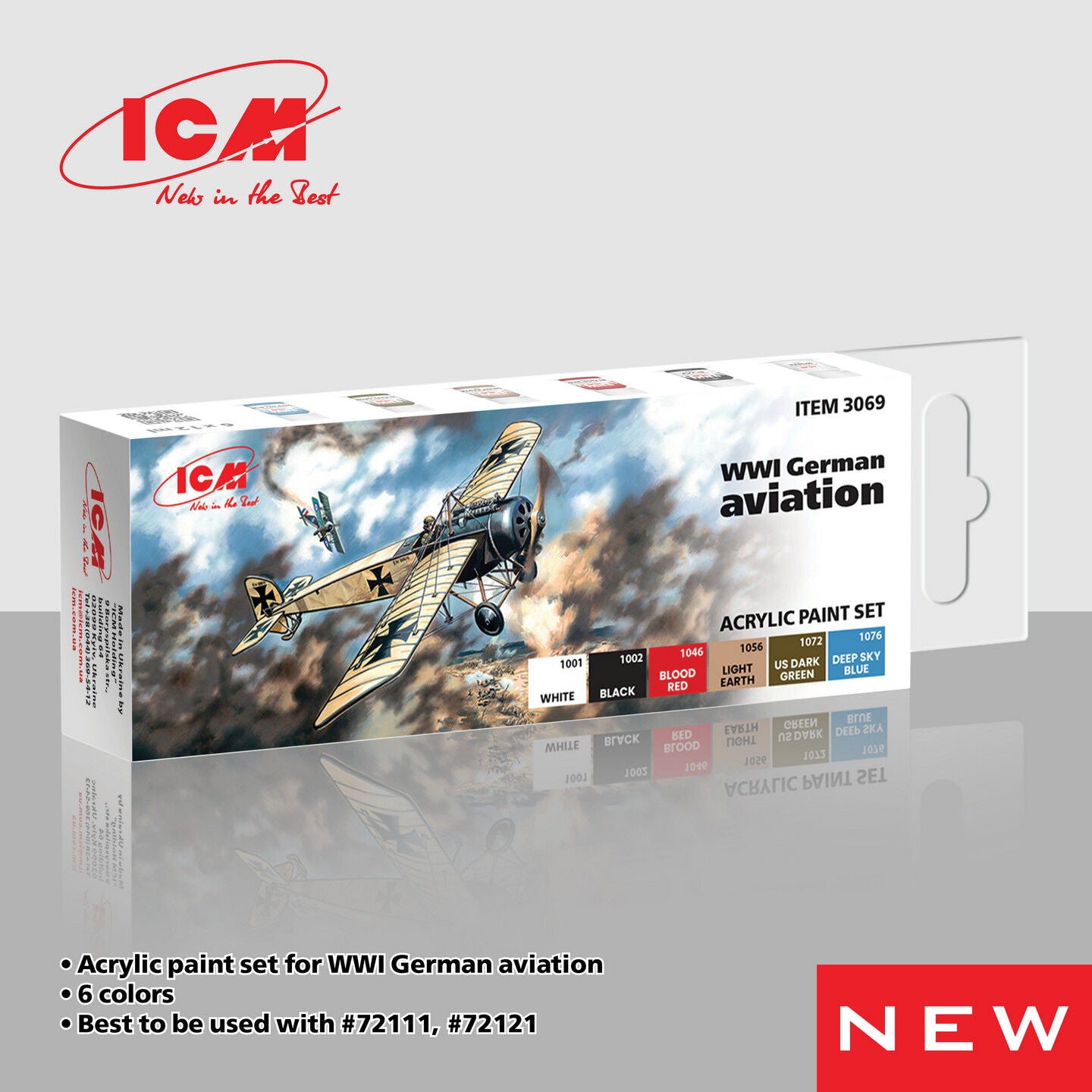 ICM Acrylic Paint Set: WWI German aviations - 6 Colours