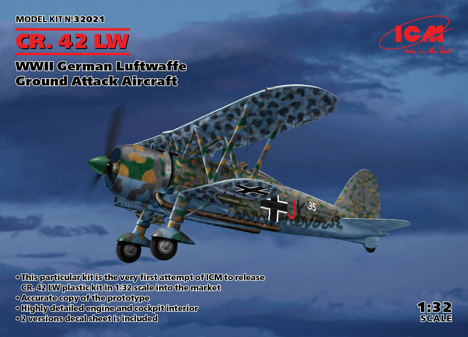 ICM 1/32 CR. 42 LW WWII German Luftwaffe Ground Attack