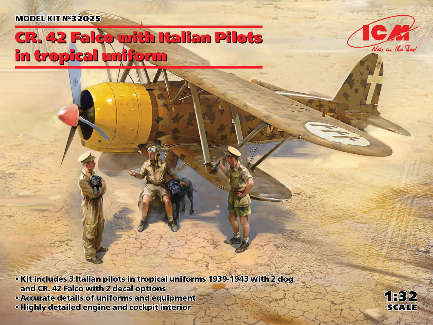 ICM 1/32 CR. 42 Falco with Italian Pilots in tropical uniform