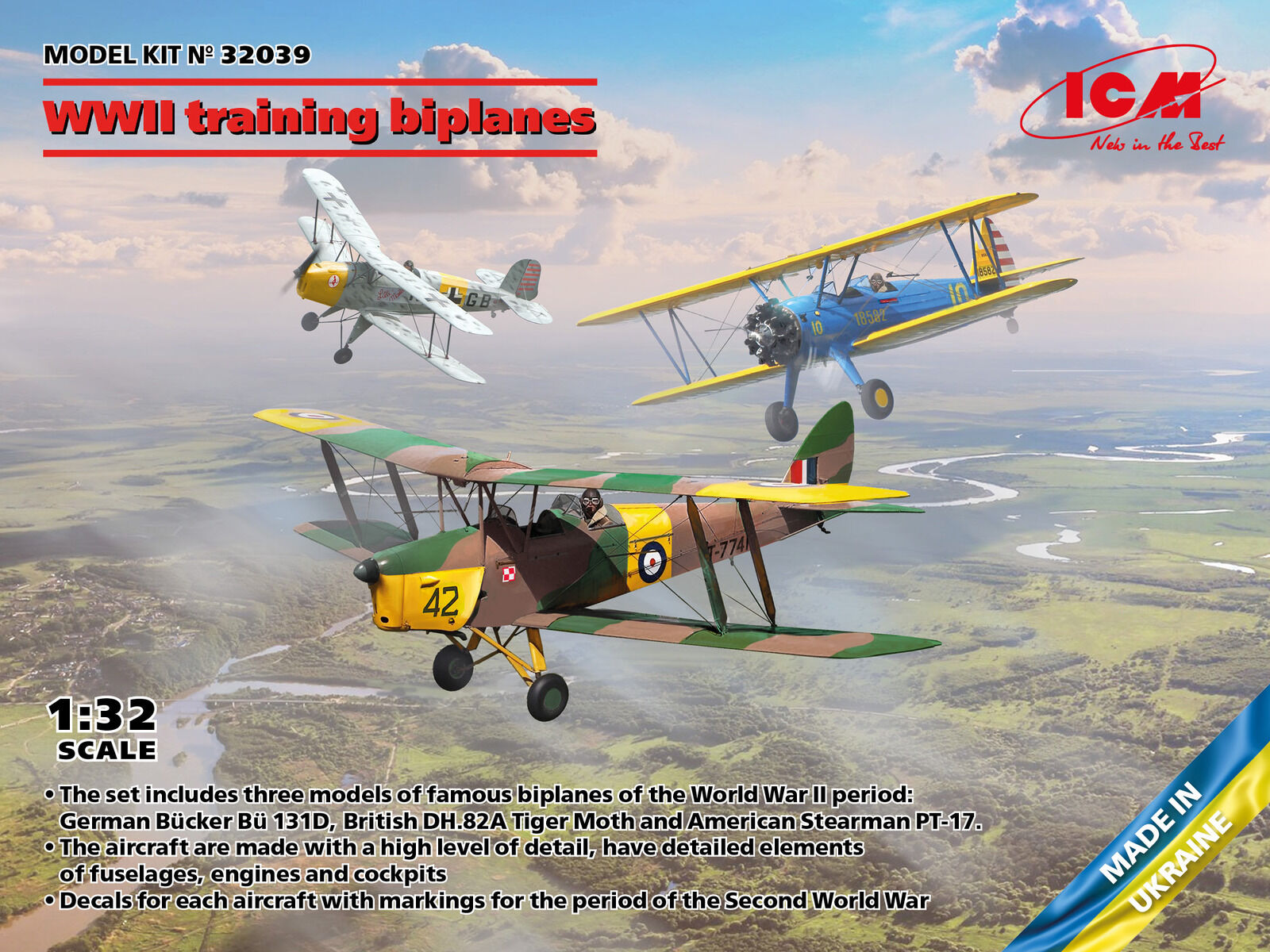 ICM 1/32 WWII Training Biplanes (Bücker Bü 131D DH.82A Tiger
