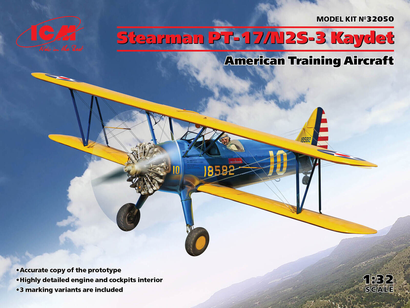 ICM 1/32 Stearman PT-17/N2S-3 Kaydet American Training