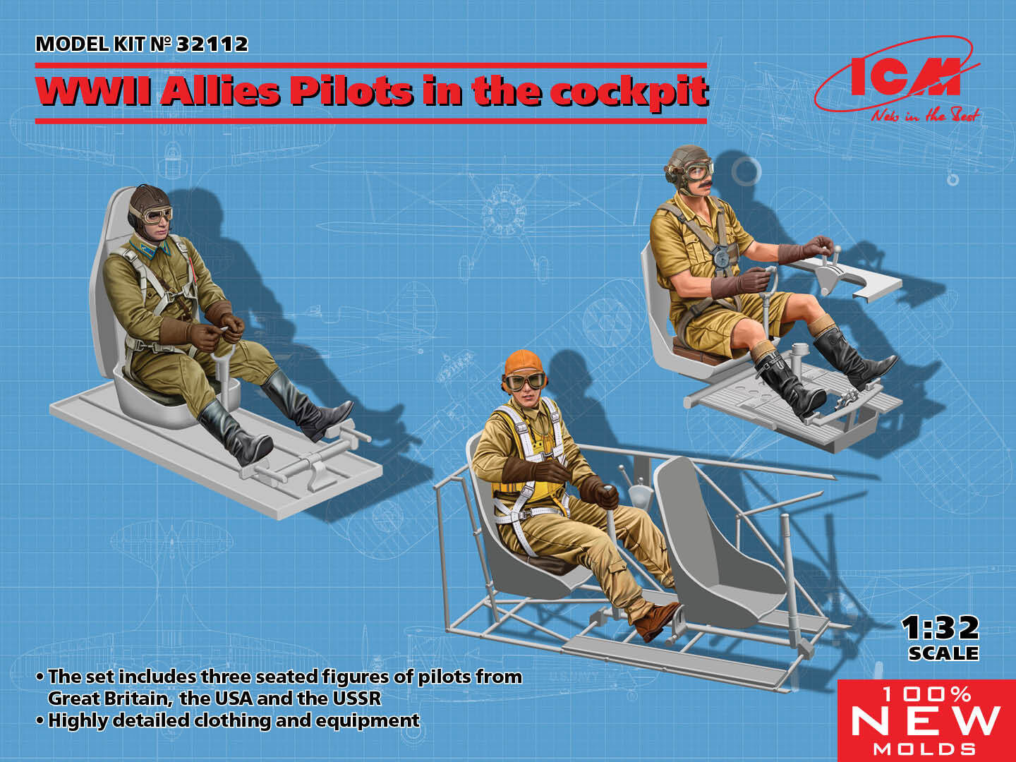 ICM 1/32 WWII Allies Pilots in the cockpit (British American