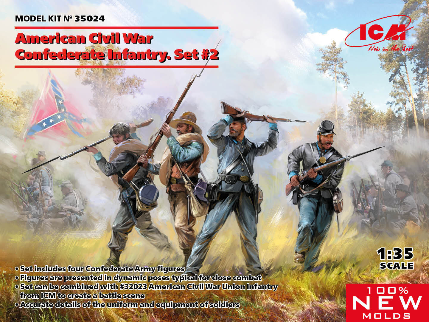 ICM 1/35 American Civil War Confederate Infantry. Set #2