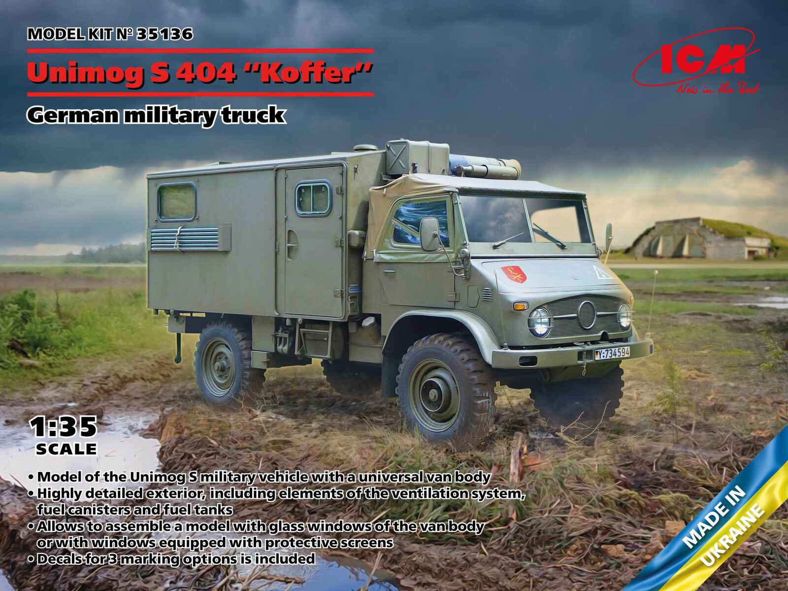 ICM 1/35 Unimog S 404 with box body German military truck