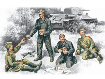ICM 1/35 Soviet Tank Crew (1943-1945) (4 Figures - 2 officers
