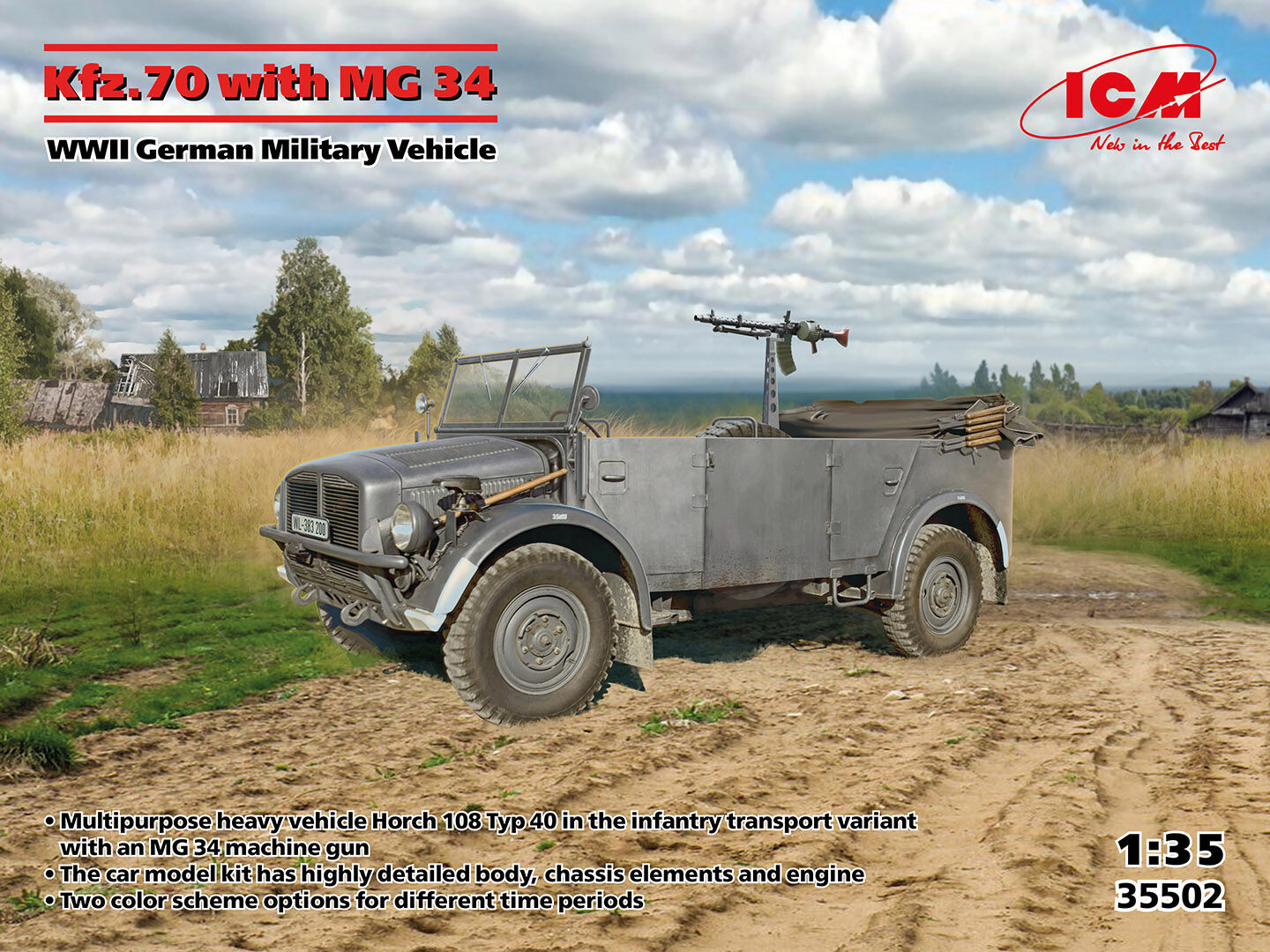 ICM 1/35 Kfz.70 with MG 34 WWII German Military Vehicle