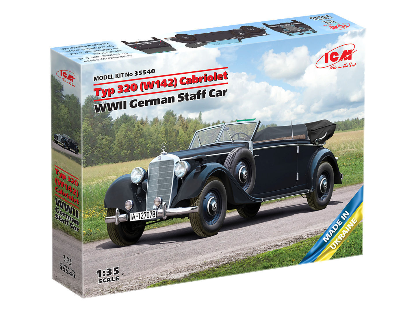 ICM 1/35 Typ 320 (W142) Cabriolet WWII German Staff Car