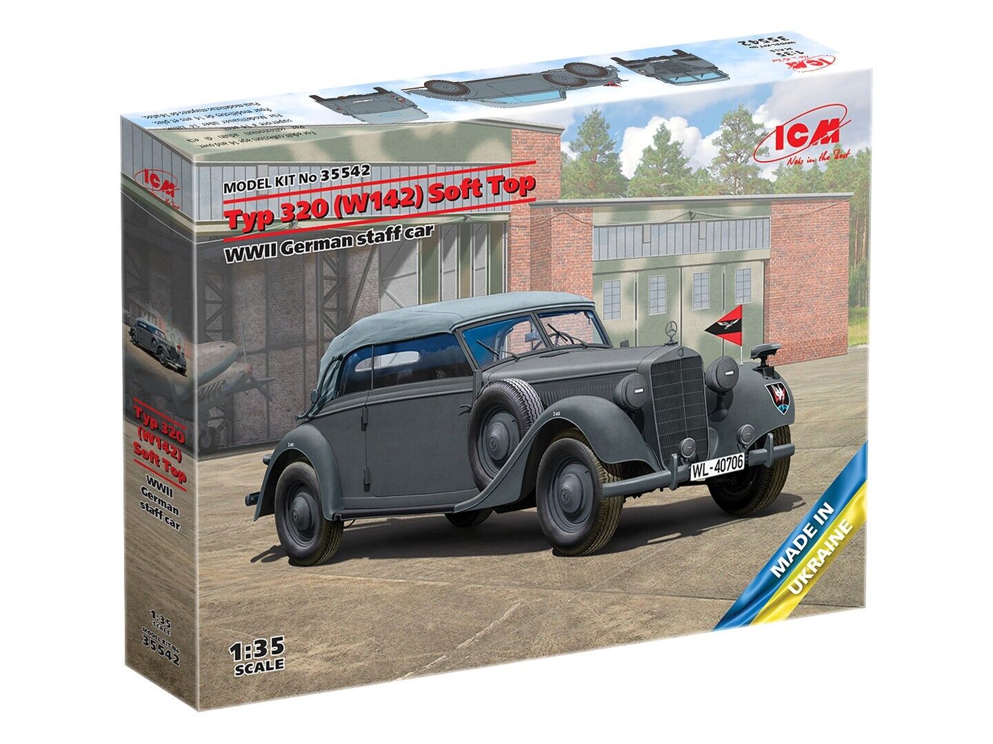 ICM 1/35 Typ 320 (W142) Cabriolet Soft Top WWII German staff