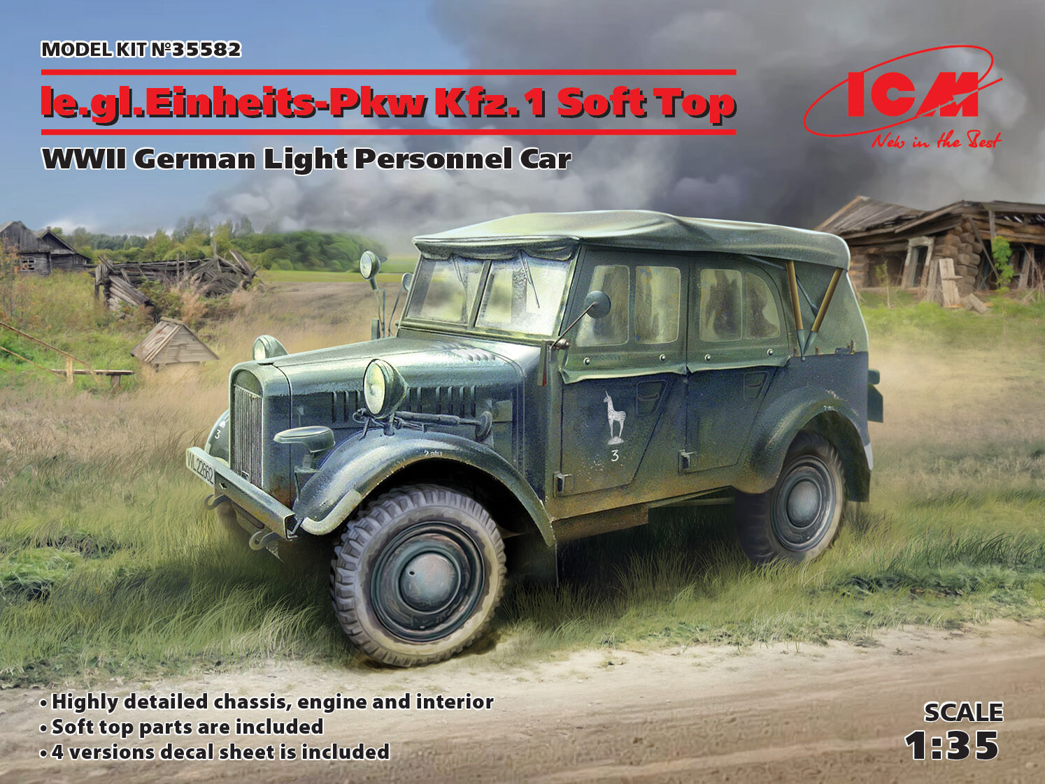ICM 1/35 le.gl.Einheitz-Pkw Kfz.1 Soft Top WWII German Light
