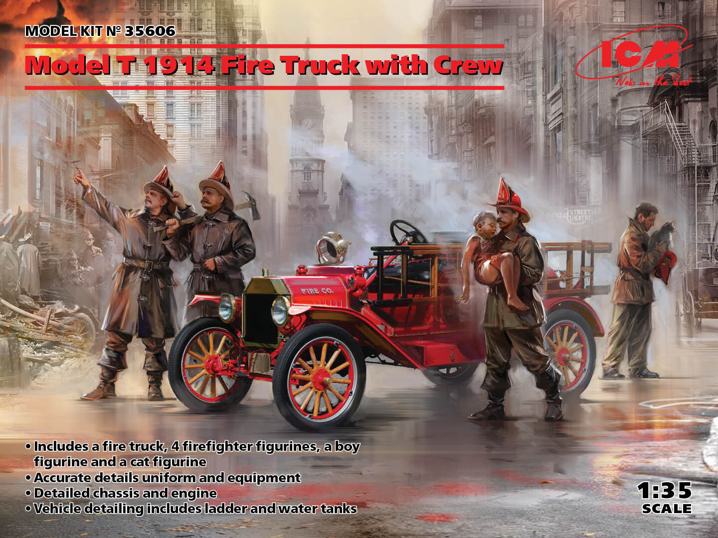 ICM 1/35 Model T 1914 Fire Truck with Crew