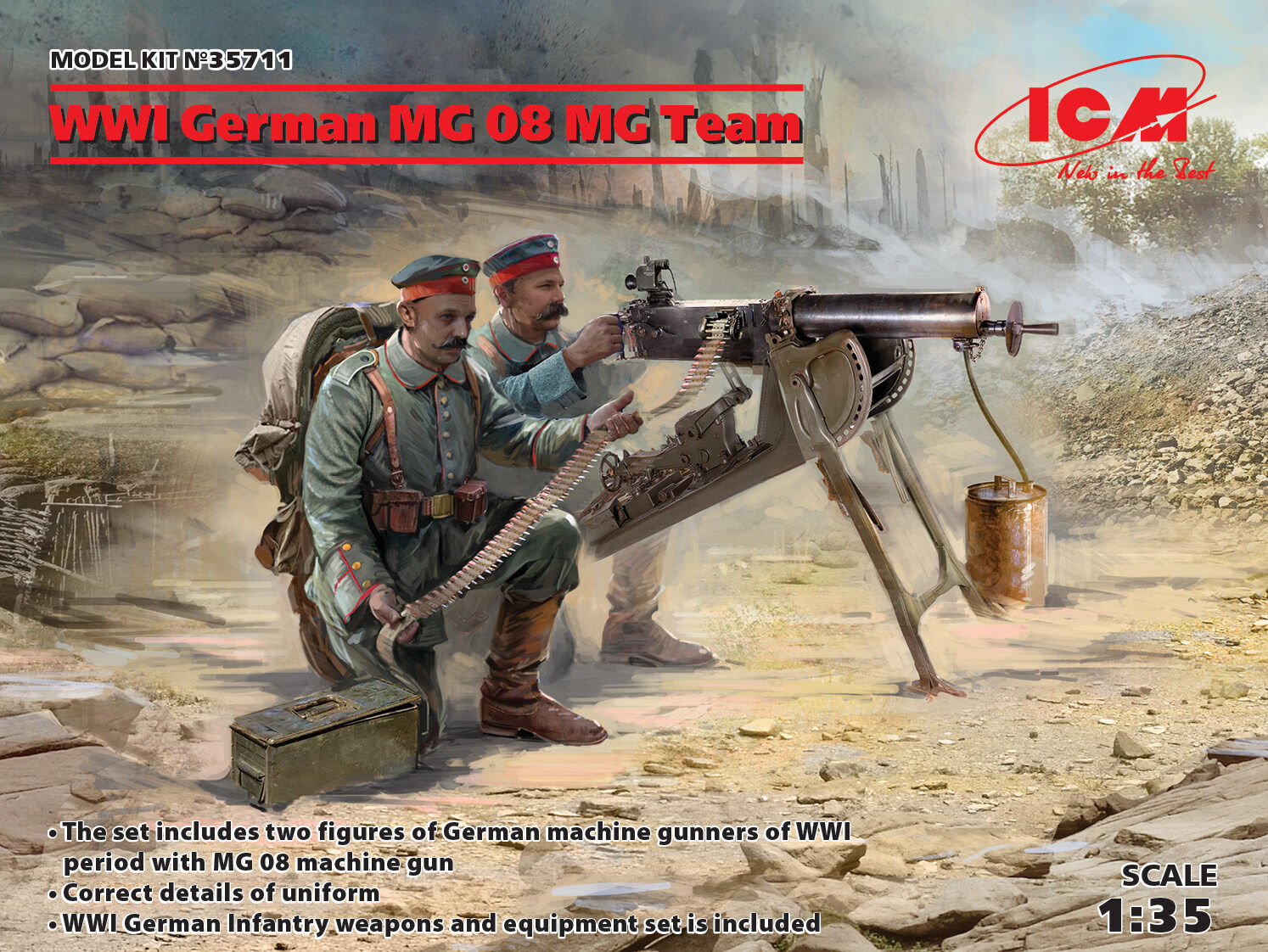 ICM 1/35 WWI German MG08 MG Team (2 Figures)