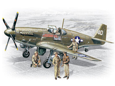 ICM 1/48 Mustang P-51B with USAAF Pilots and Ground Personnel