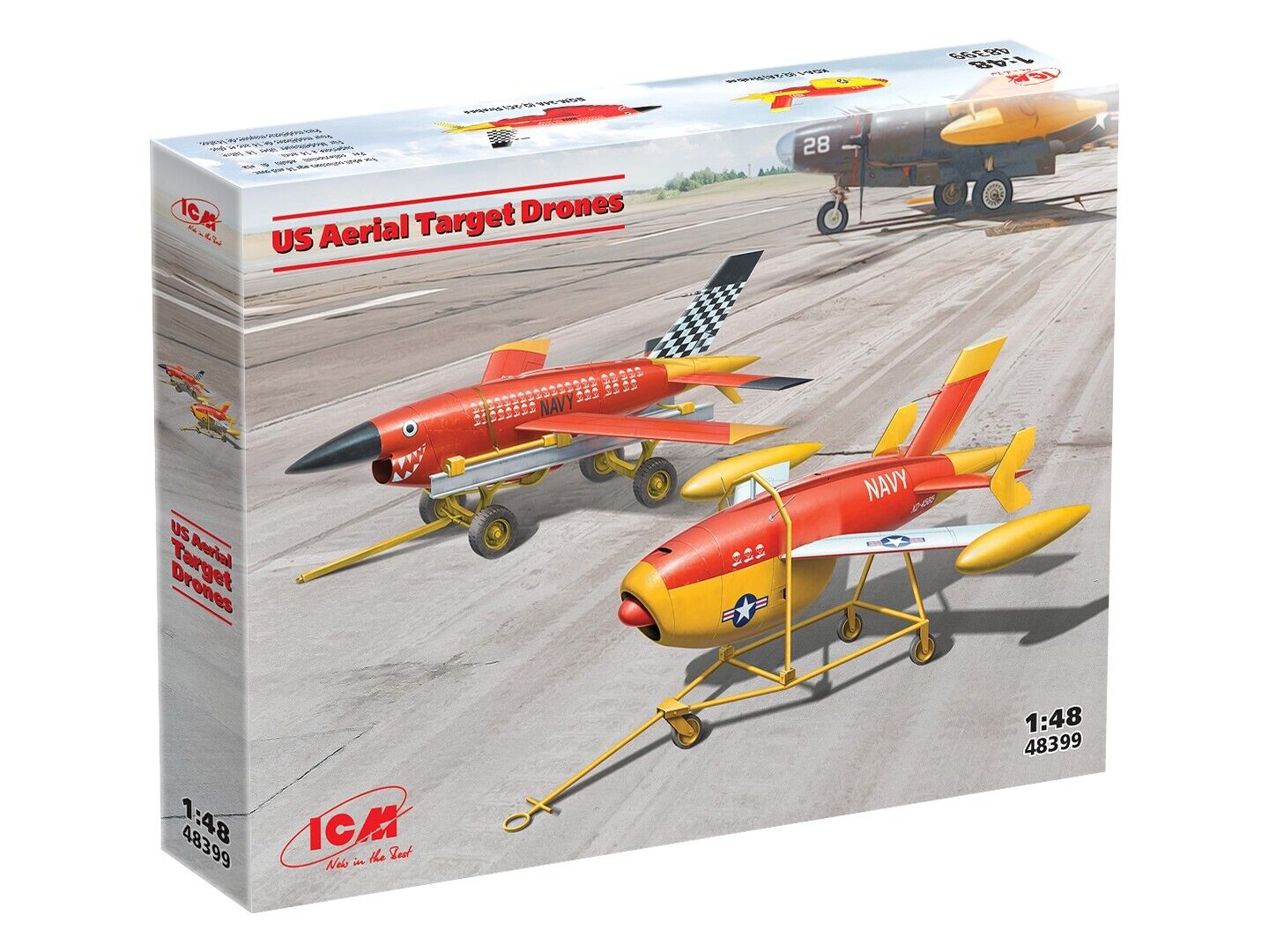 ICM 1/48 US Aerial Target Drons (2 Drones and 2 Trailers)