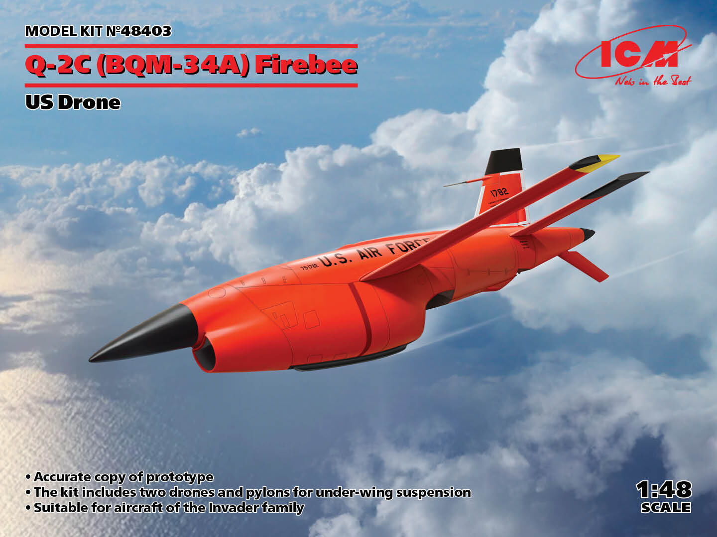ICM 1/48 (BQM-34A) Q-2C Firebee US Drone (2 Airplanes and