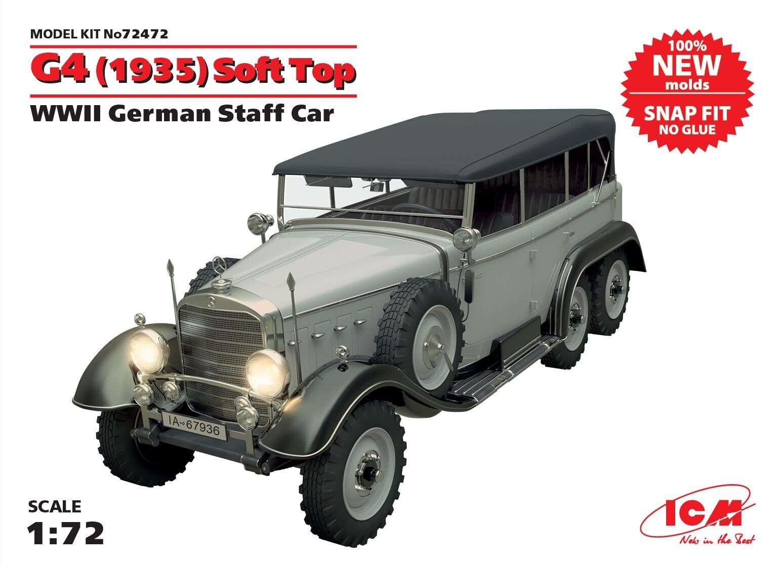 ICM 1/72 G4 (1935 Production) Soft Top WWII German Staff Car