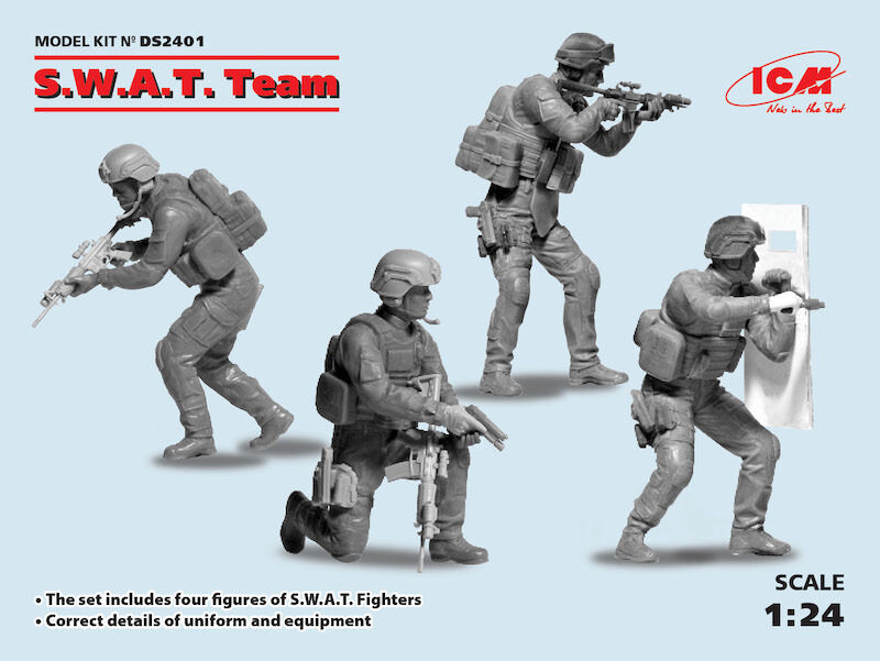 ICM 1/24 S.W.A.T. Team (4 Figures) Diorama Set