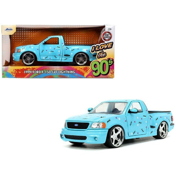 Jada 31378 1/24 1999 Ford F-150 SVT Lightning (Light Blue) - I Love The 90's (8062493917421)