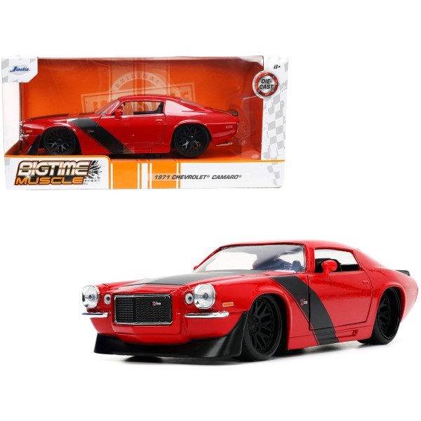 Jada 33879 1/24 1971 Chevrolet Camaro (Red/Black Stripes) - BigTime Muscle (8062700978413)
